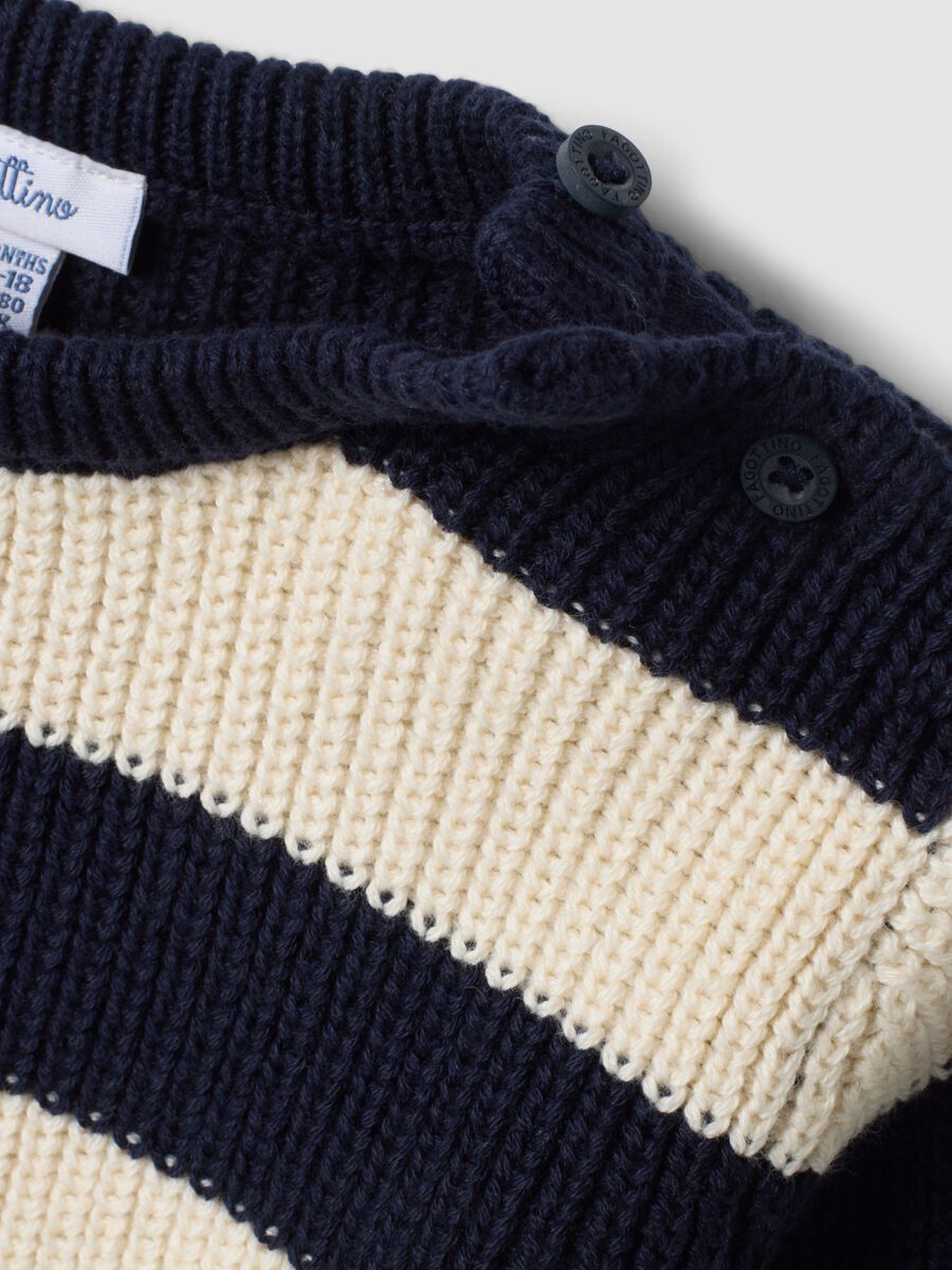 Maglia blu in puro cotone a righe con girocollo per bimbo_2