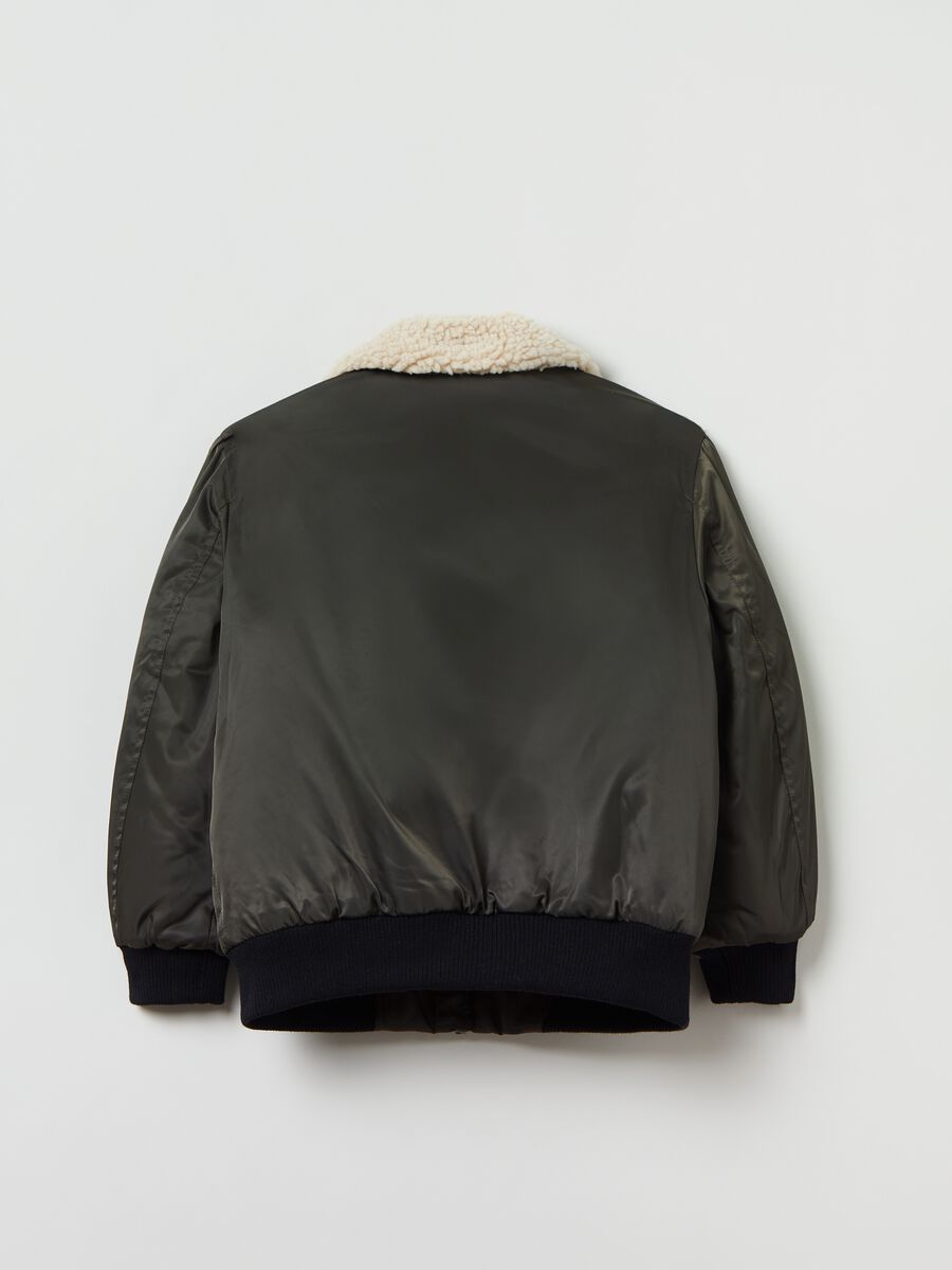 Padded bomber jacket with sherpa collar_1