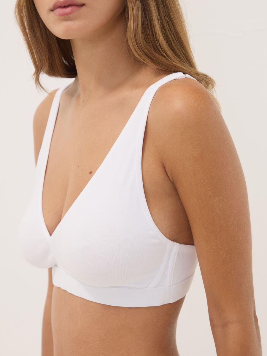 White stretch organic cotton triangle bra_3