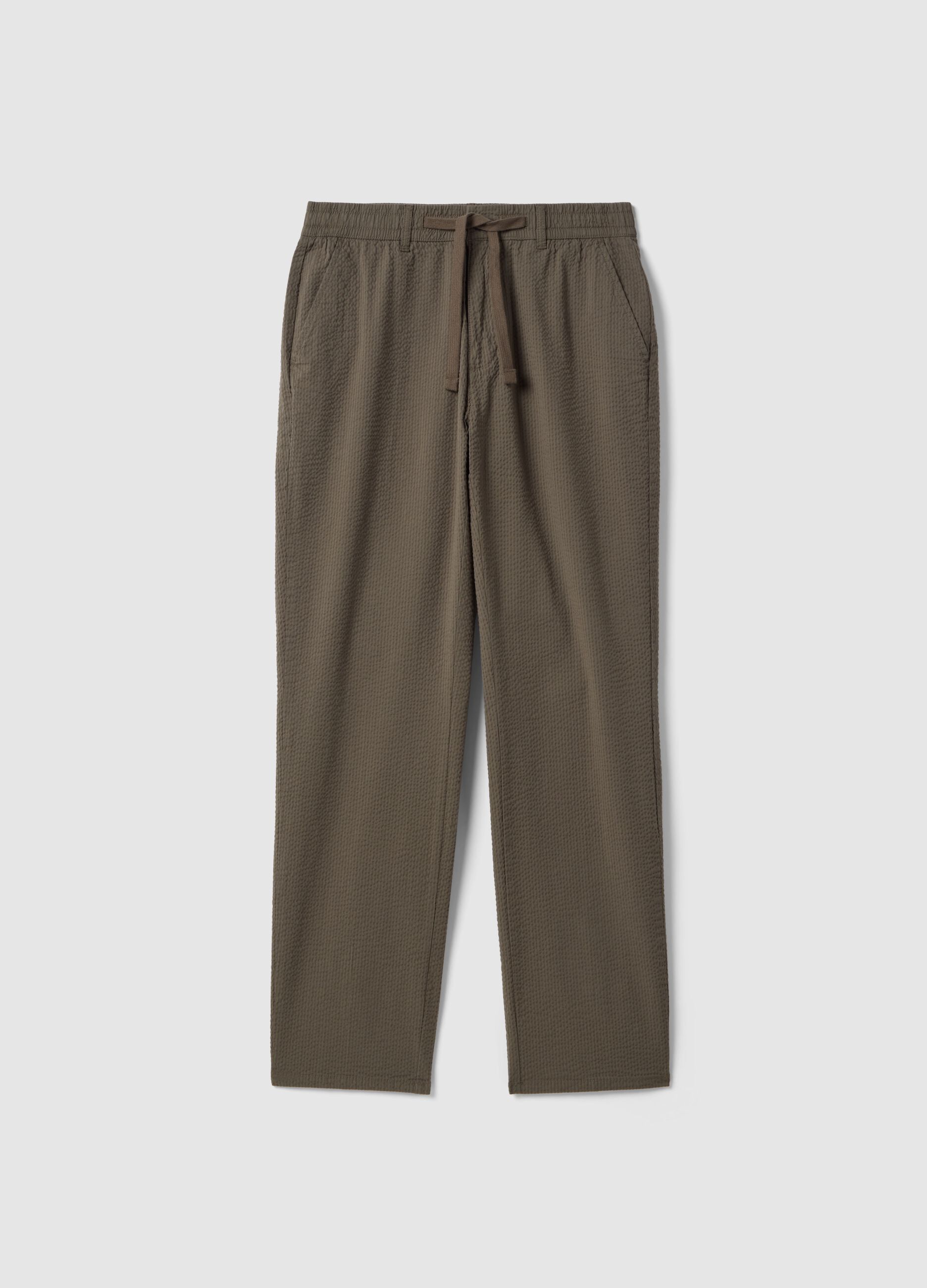 Brown stretch cotton regular fit chino trousers
