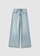 Blue wide leg pure cotton jeans with rips_4