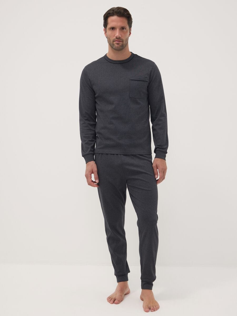 Grey organic cotton crew-neck pyjamas_0