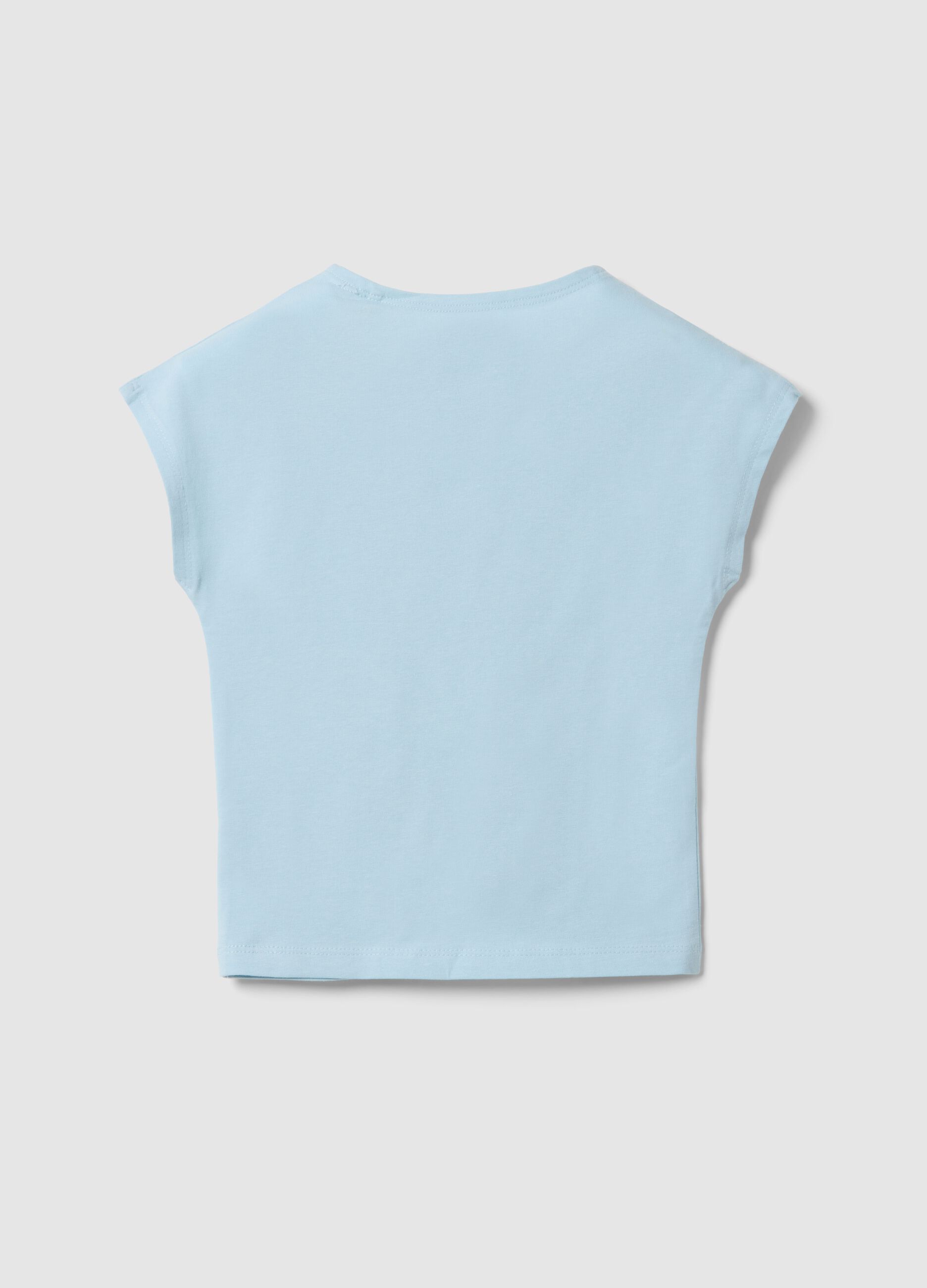 Slim Fit Girl's Blue Stretch Cotton T-shirt