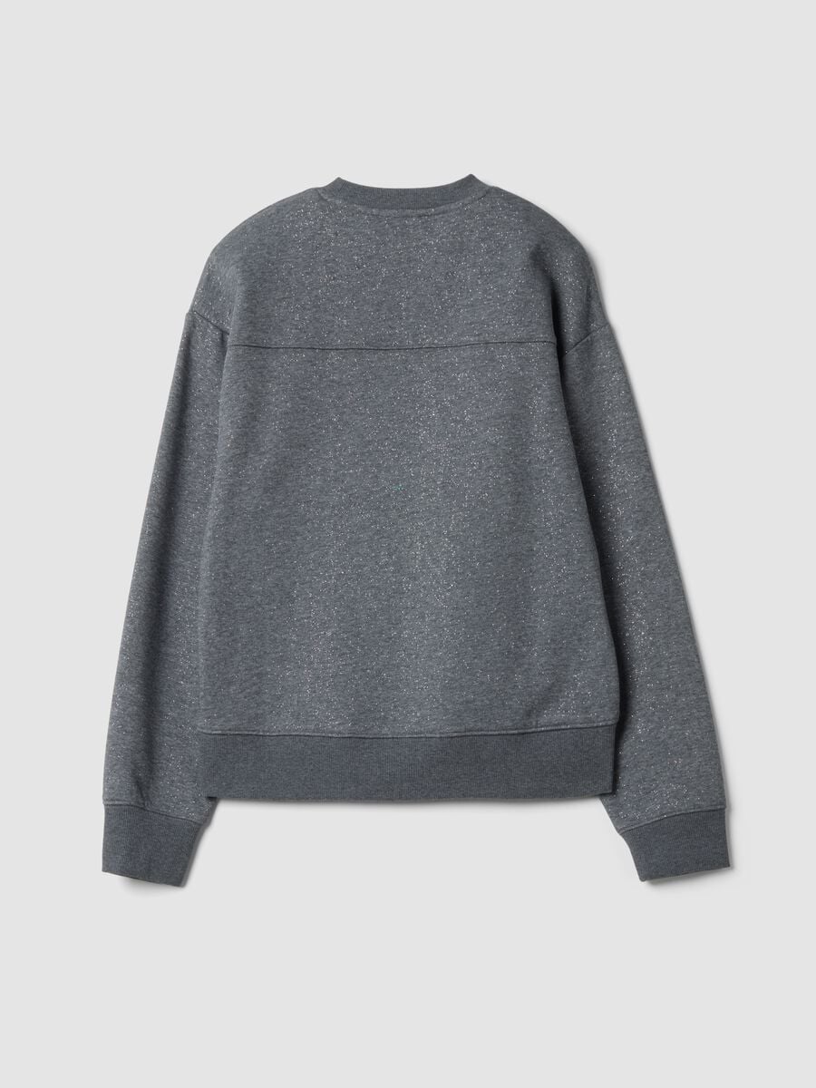 Graues Sweatshirt aus Baumwollmix mit Rundhalsausschnitt und Lurex-Print_2