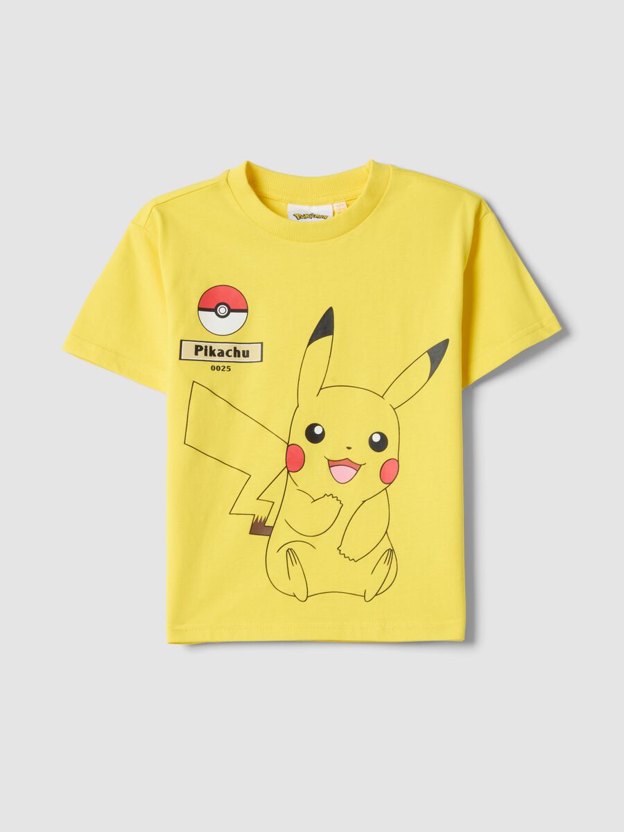 Yellow pure cotton children's t-shirt regular fit with Pikachu_0