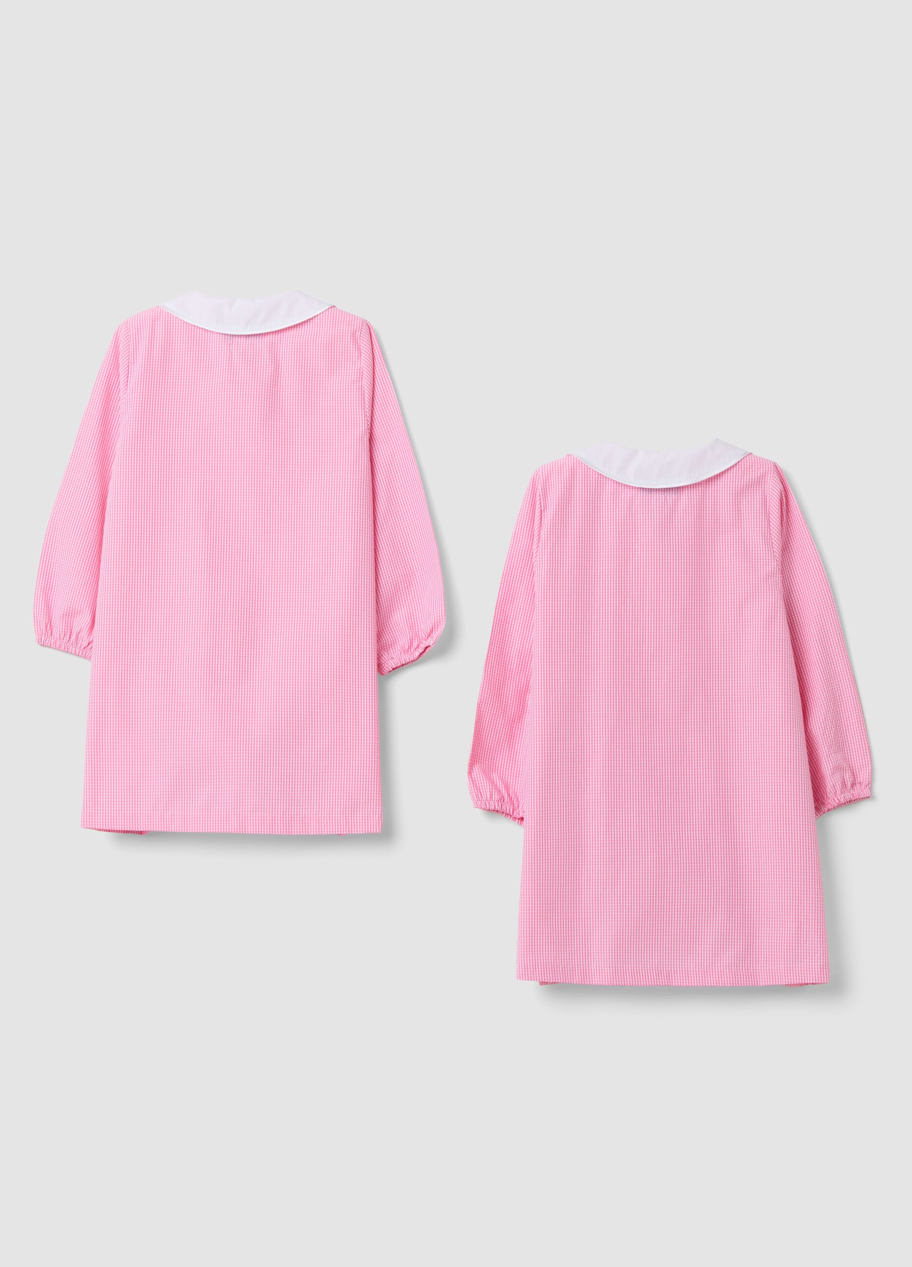 2er-Pack rosa Kindergartenkittel f&uuml;r M&auml;dchen mit wei&szlig;em Kragen