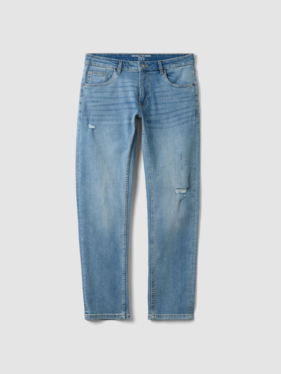 Hellblaue Denim-Jeans aus Stretch-Baumwolle, Regular Fit_0