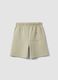 Beige cotton-blend shorts with elasticated waist_4