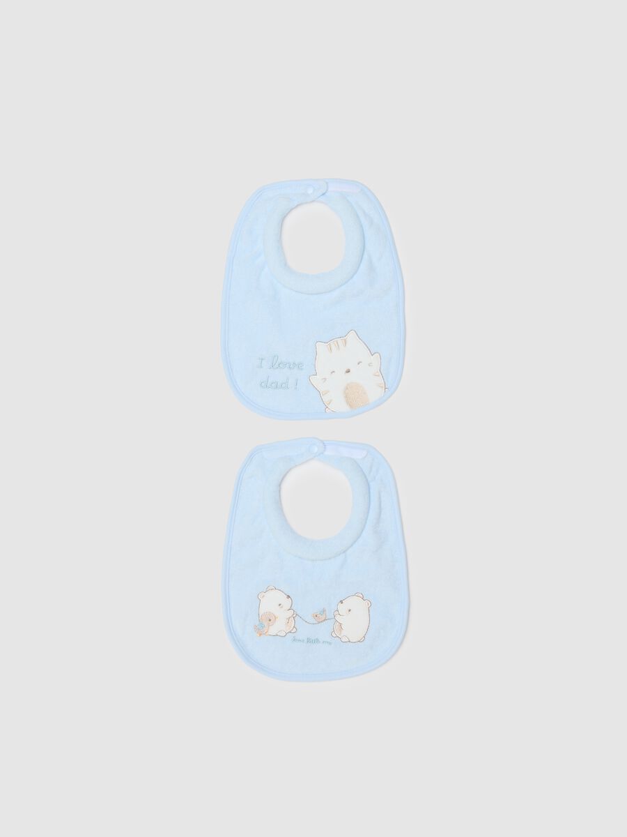 Pack of two blue pure cotton regular fit bibs for infants_0