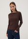 T-shirt marrone in puro cotone a maniche lunghe girocollo regular fit_2