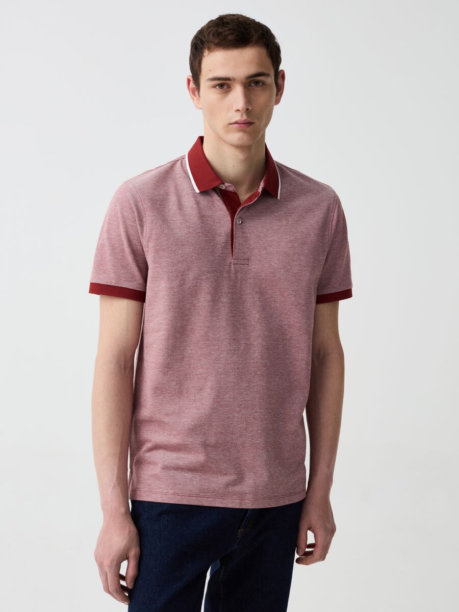 Piquet polo shirt with jacquard weave_0