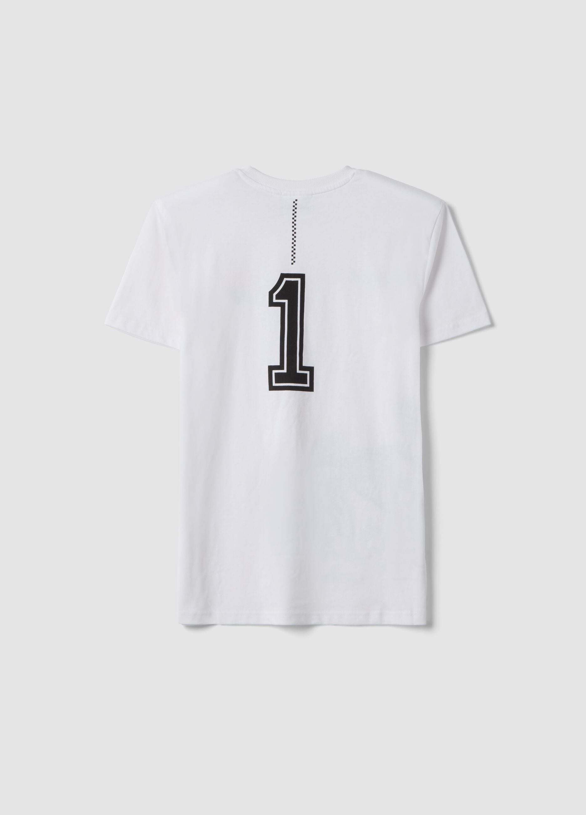 T-shirt bianca a maniche corte in misto cotone per ragazzo relaxed fit