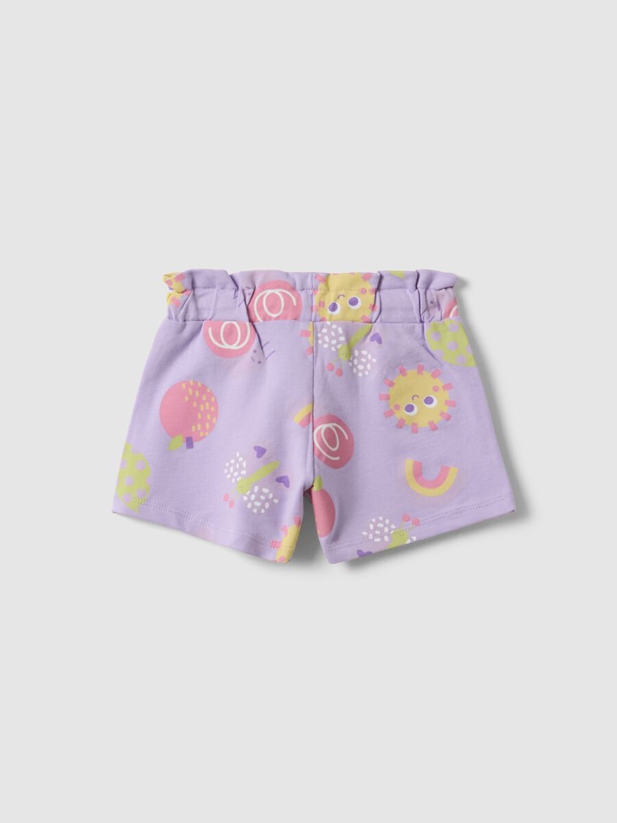 Girls' Regular Fit Purple Pure Cotton Shorts with Prints_3