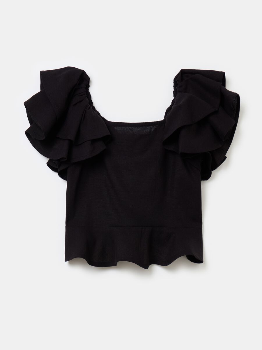Cropped-fit blouse with butterfly sleeves_2
