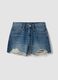Blue pure cotton denim shorts with rips_0