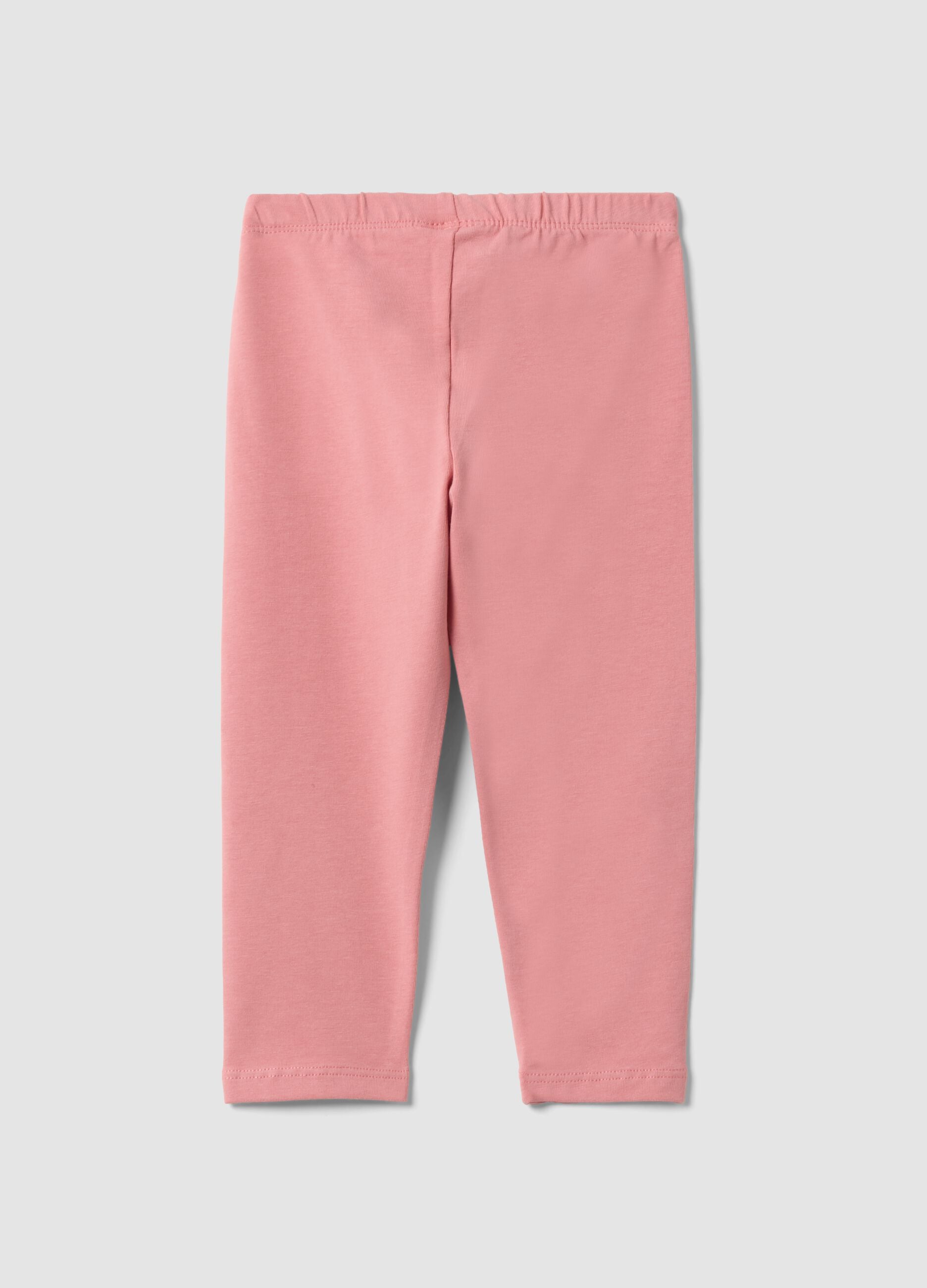 Rosa Slim-Fit-Leggings aus elastischer Bio-Baumwolle f&uuml;r Baby-M&auml;dchen