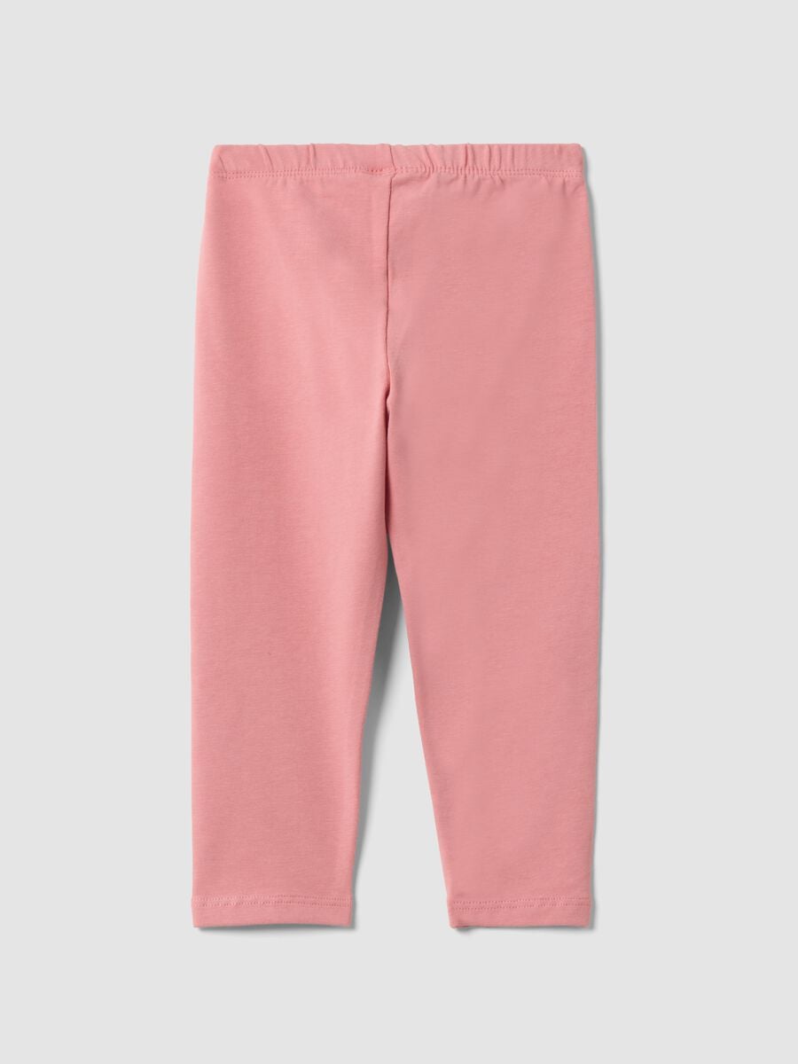 Pink slim-fit stretch organic cotton leggings for baby girl_1