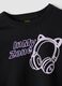 Girls&rsquo; black organic cotton crop T-shirt with ribbed neck_1