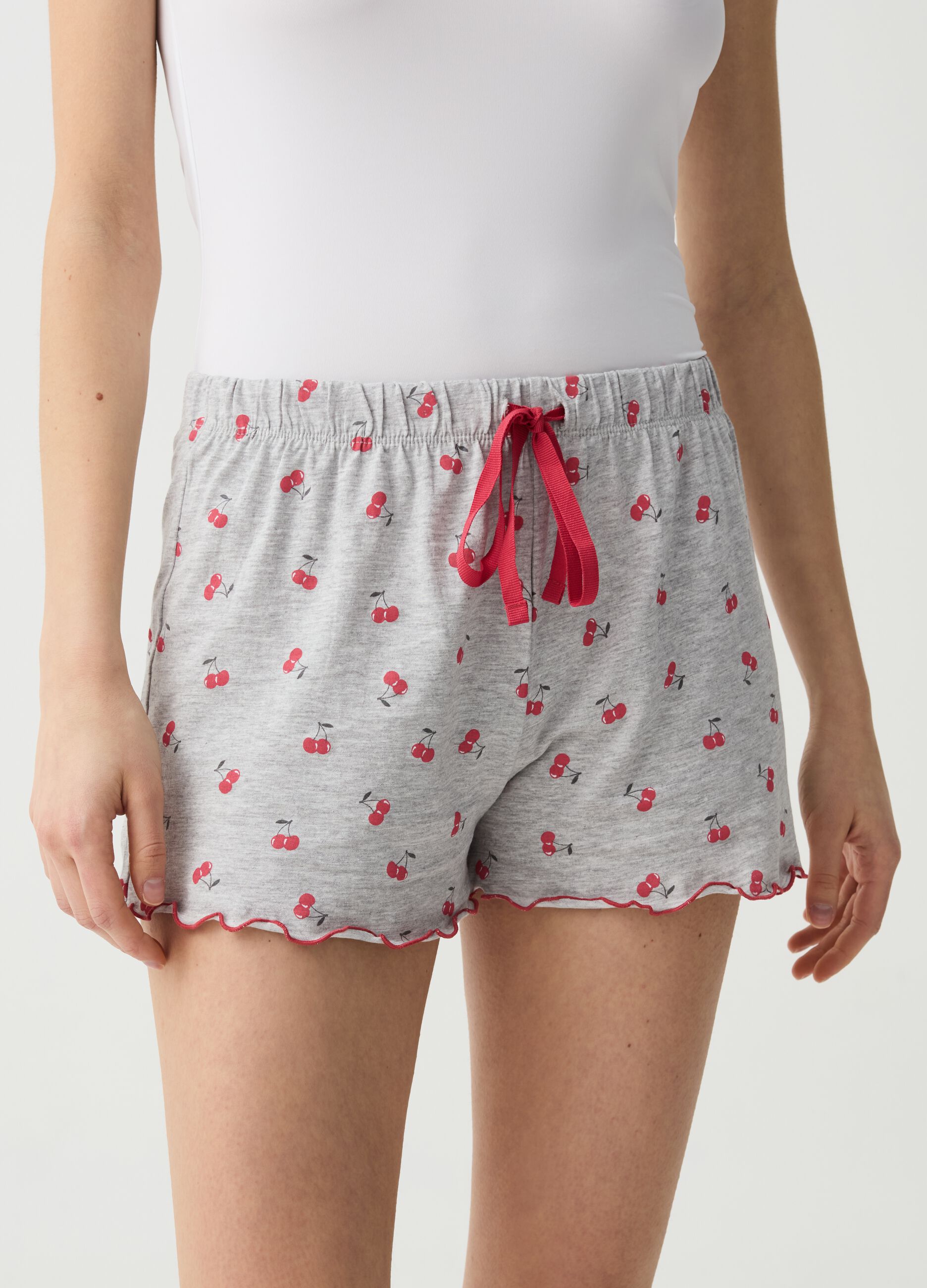 Shorts pigiama con stampa ciliegie