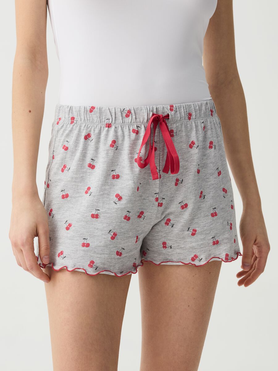Pyjama shorts with cherries print_1