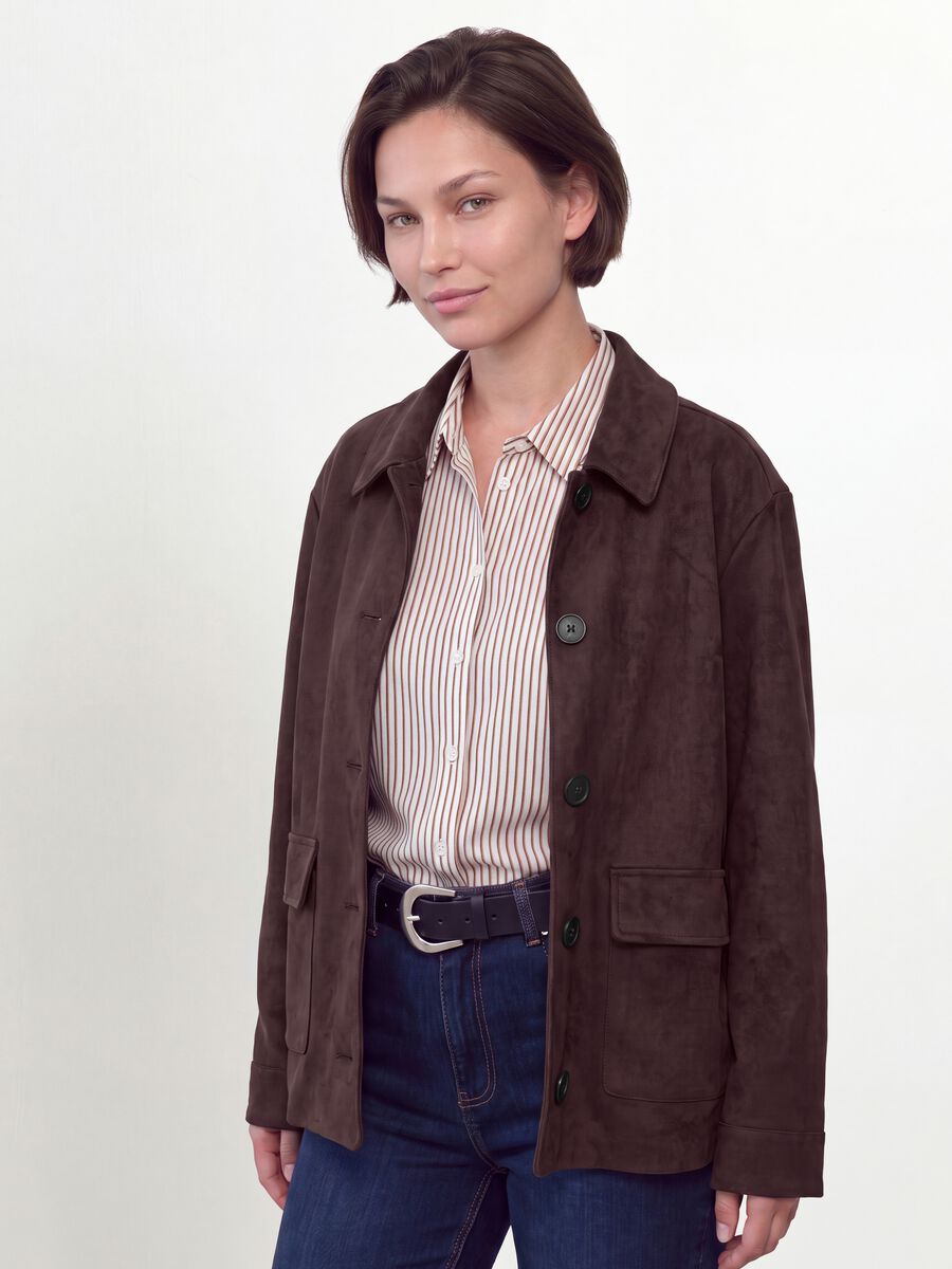 Brown regular-fit jacket with buttons_0