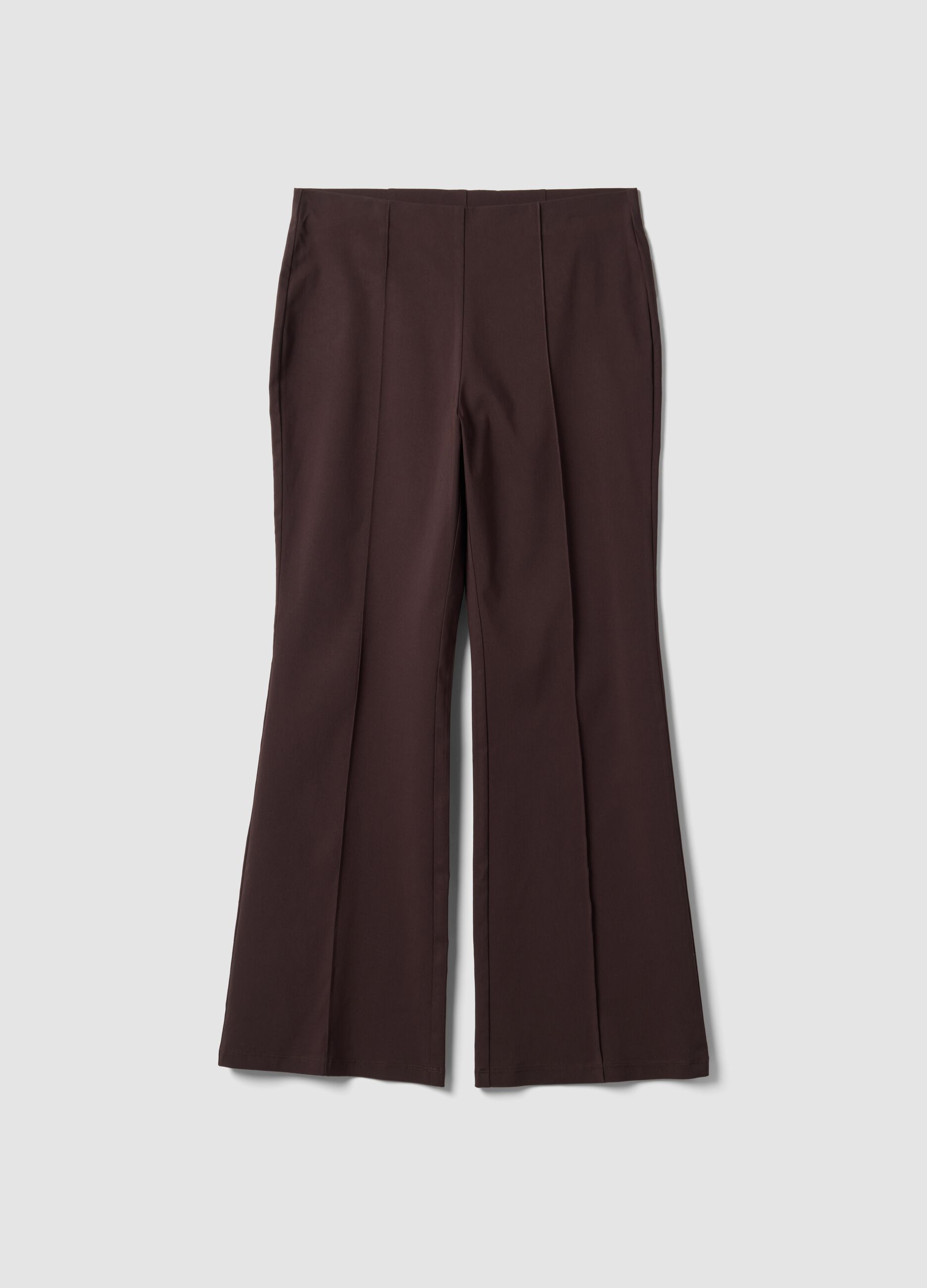 Braune Flare-Hose aus elastischer Viskose