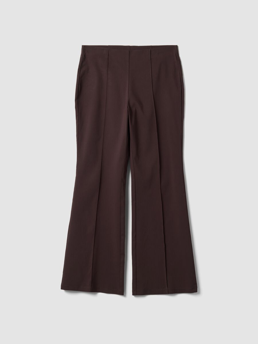 Braune Flare-Hose aus elastischer Viskose_4