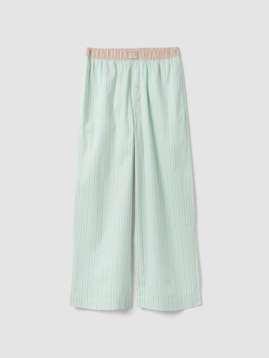 Green striped stretch cotton-blend poplin pyjama trousers_4