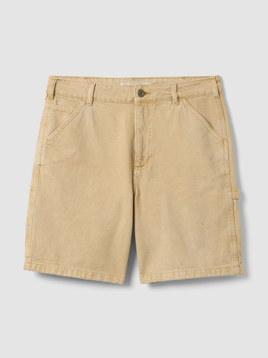 Beige Bermudashorts aus reiner Baumwolle_4