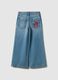 Girls' wide leg pure cotton blue jeans_4