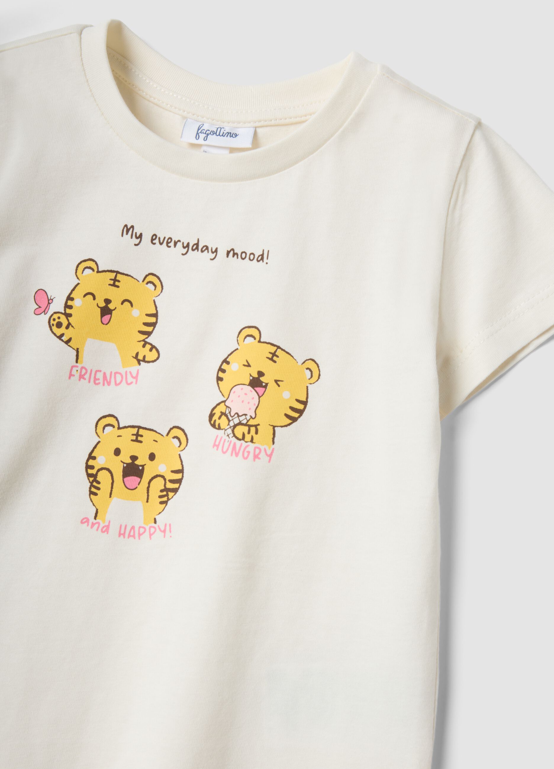 Conjunto multicolor em algod&atilde;o puro para menina com estampado, corte regular