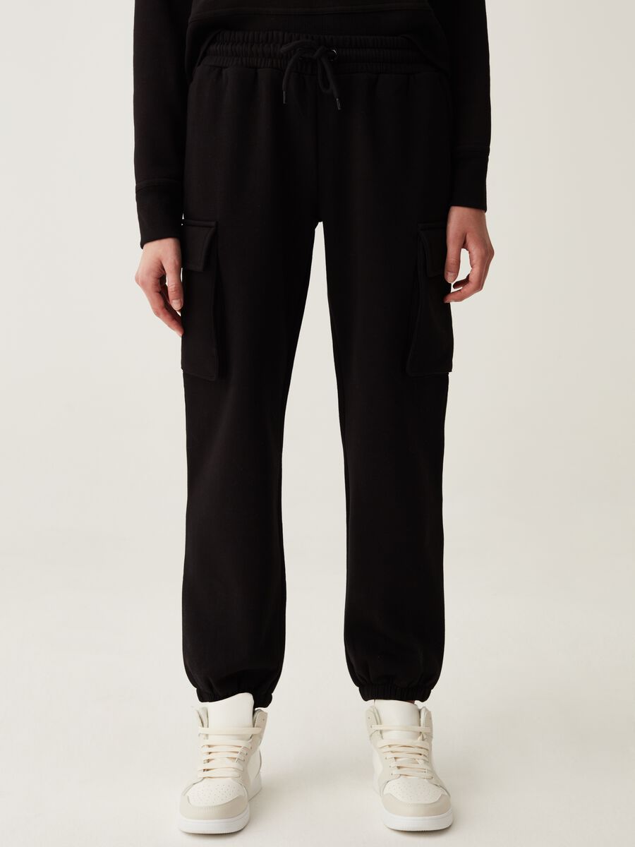 Cargo joggers in fleece with drawstring_2
