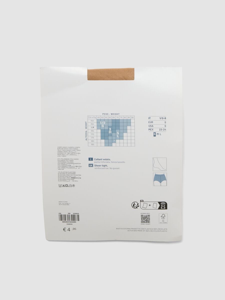 Bipack di collant beige in tessuto elasticizzato velato_1