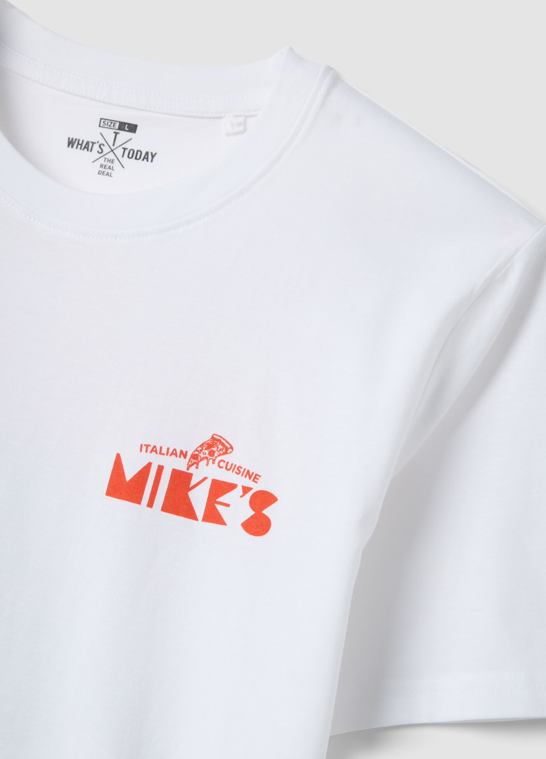 Wei&szlig;es T-Shirt mit Print aus reiner Baumwolle, Regular Fit