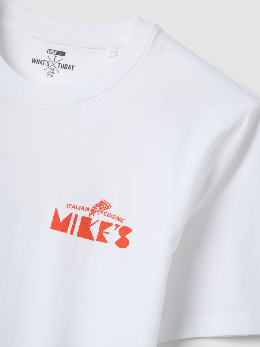 White printed T-shirt in pure cotton, regular fit_5