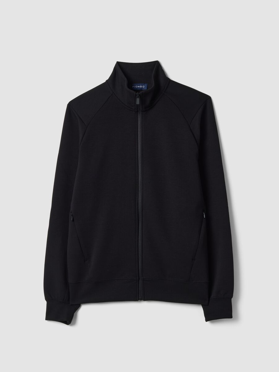 Black full-zip jacket with stretch Easy Dry collar, regular fit_4