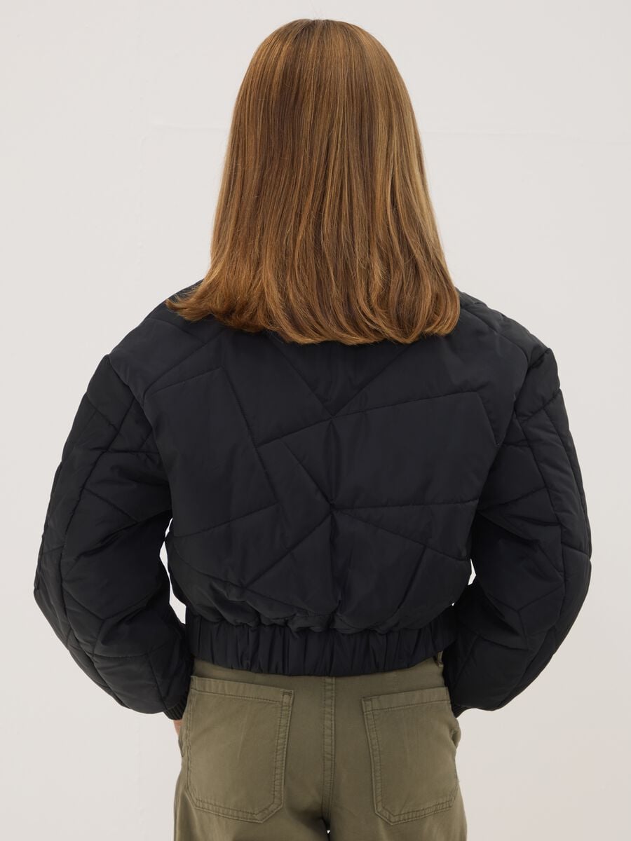 Black padded jacket with zip and high neck_2