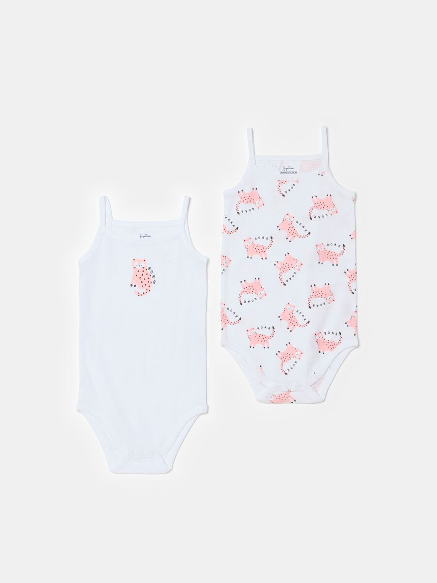 Two-pack organic cotton bodysuits with print_0