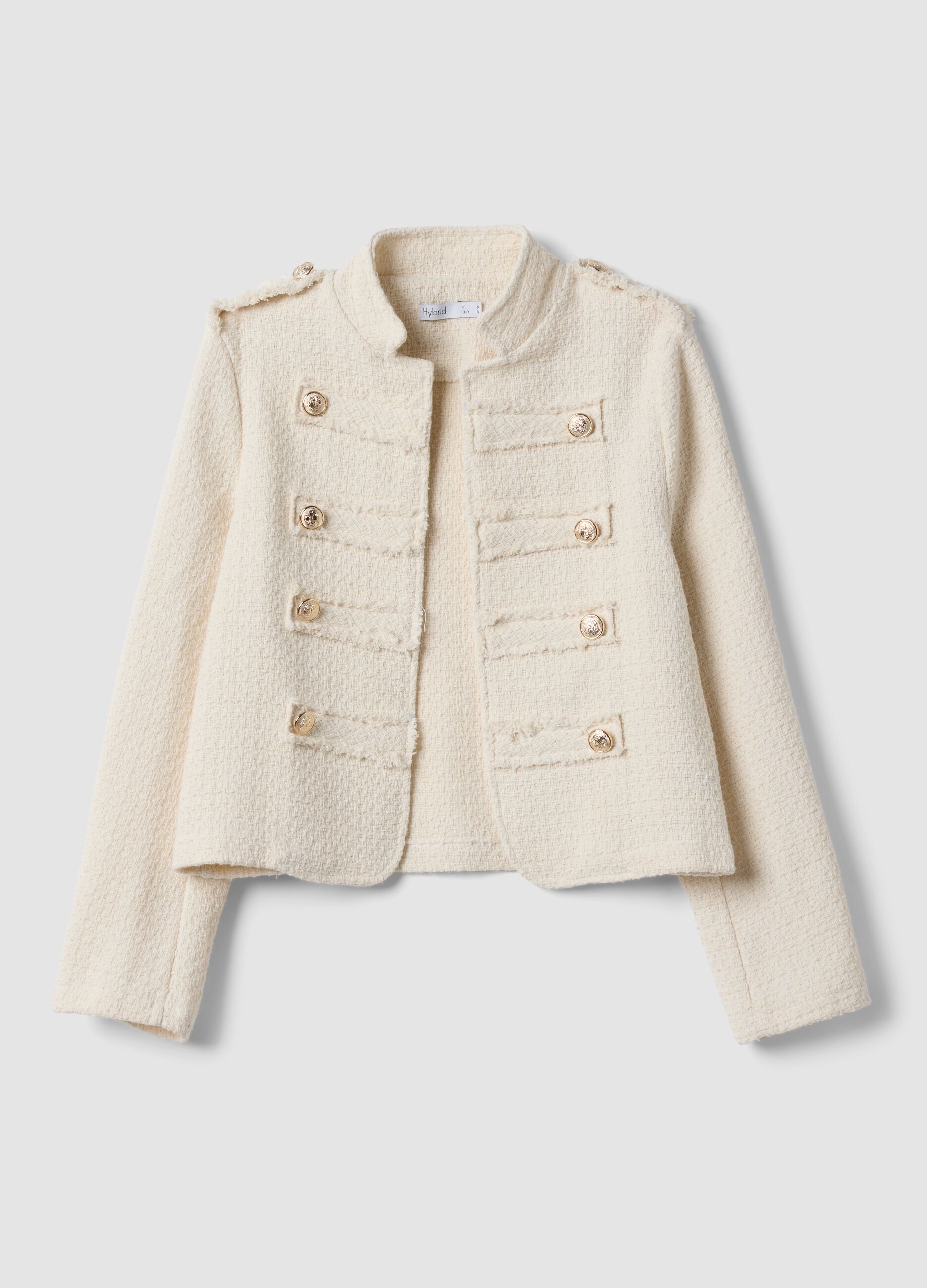 Beige cotton and viscose blend jacket