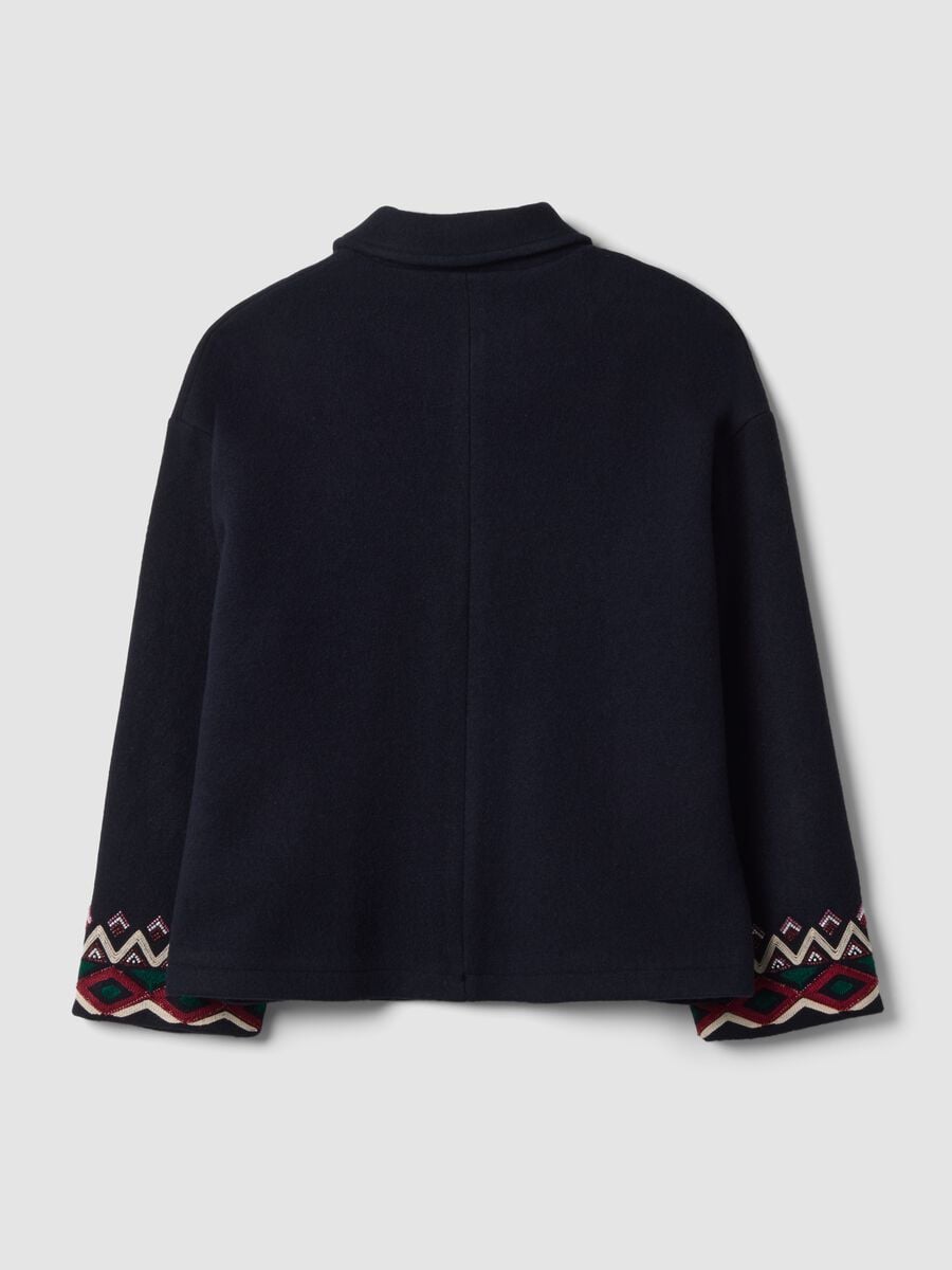 Blue wool-blend coat with geometric embroidery_2
