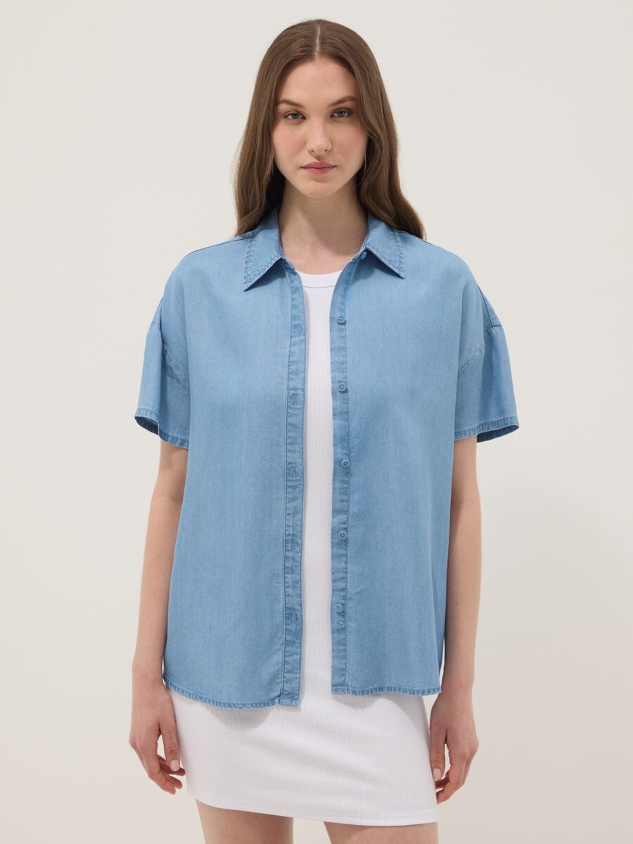 Sky blue pure lyocell shirt_1