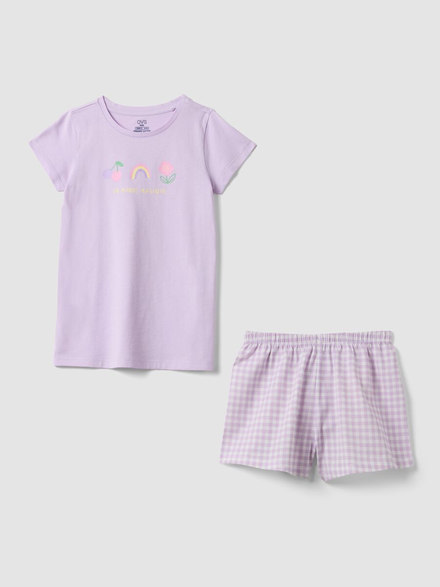Girls' Violet Pure Cotton Short Pyjamas Regular Fit_0