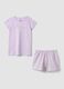 Girls' Violet Pure Cotton Short Pyjamas Regular Fit_0