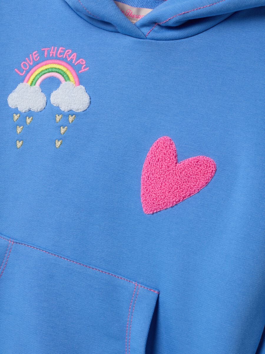 Blue cotton-blend hoodie with embroidered details, regular fit_2
