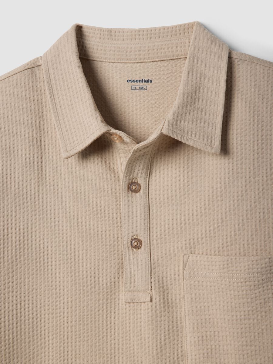 Beige short-sleeved stretch polo shirt_5