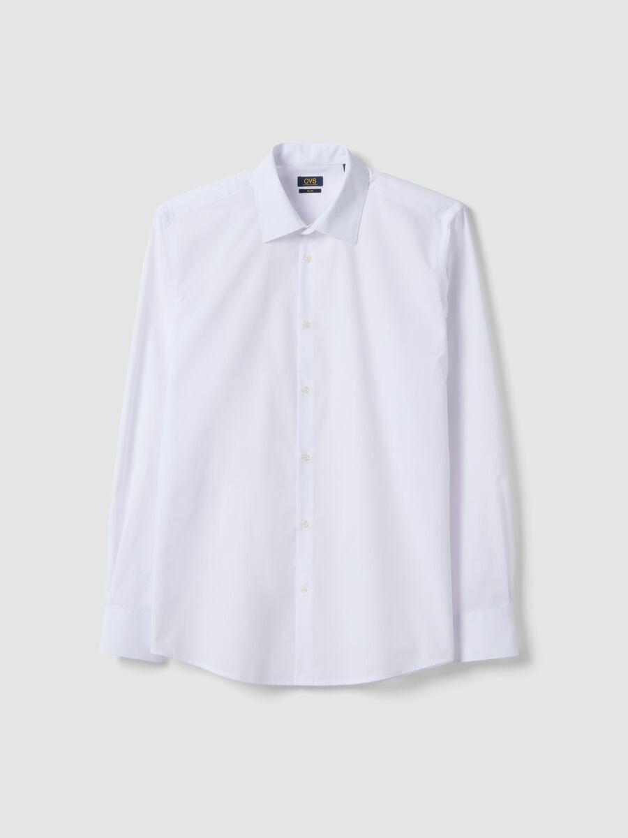 Camisa blanca de manga larga en mezcla de algod&oacute;n slim fit f&aacute;cil de planchar_4