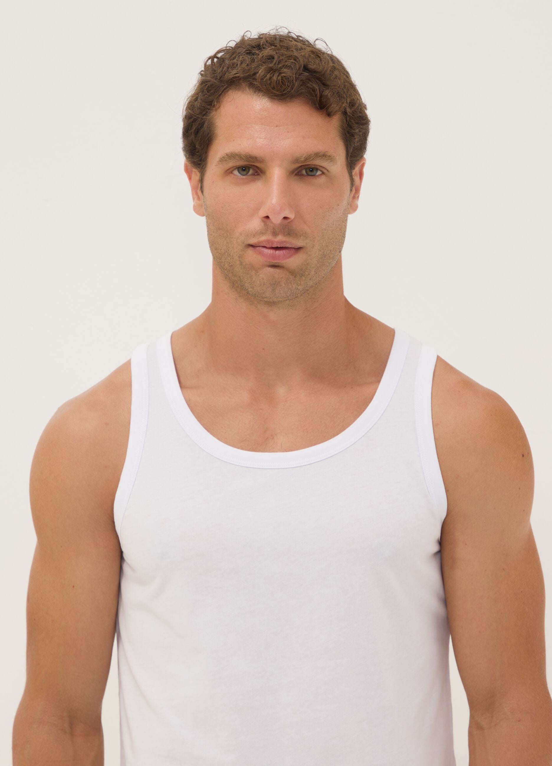 Three-pack of white organic cotton vests