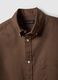 Camicia marrone in puro cotone regular fit_1