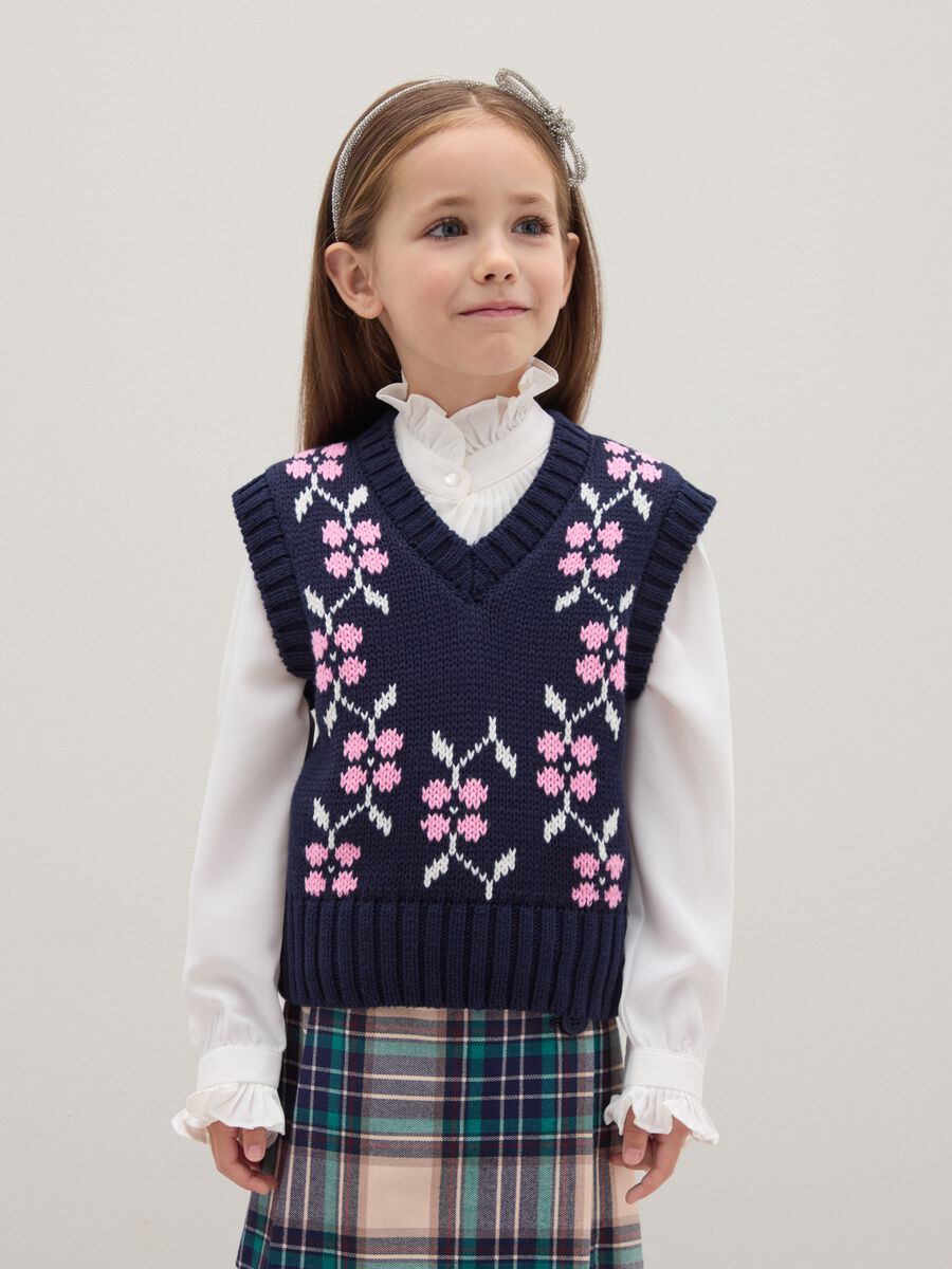 Blue Waistcoat with Floral Pattern_1