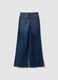Blue high-waisted wide-leg stretch cotton jeans_5